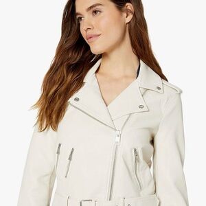 Levi's Cream Leather Moto Jacket Asymmetrical Zipper
